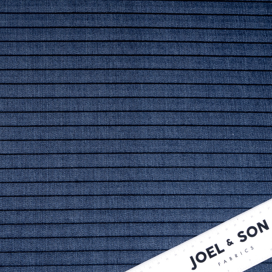 Dark Indigo Blue Pleated Denim