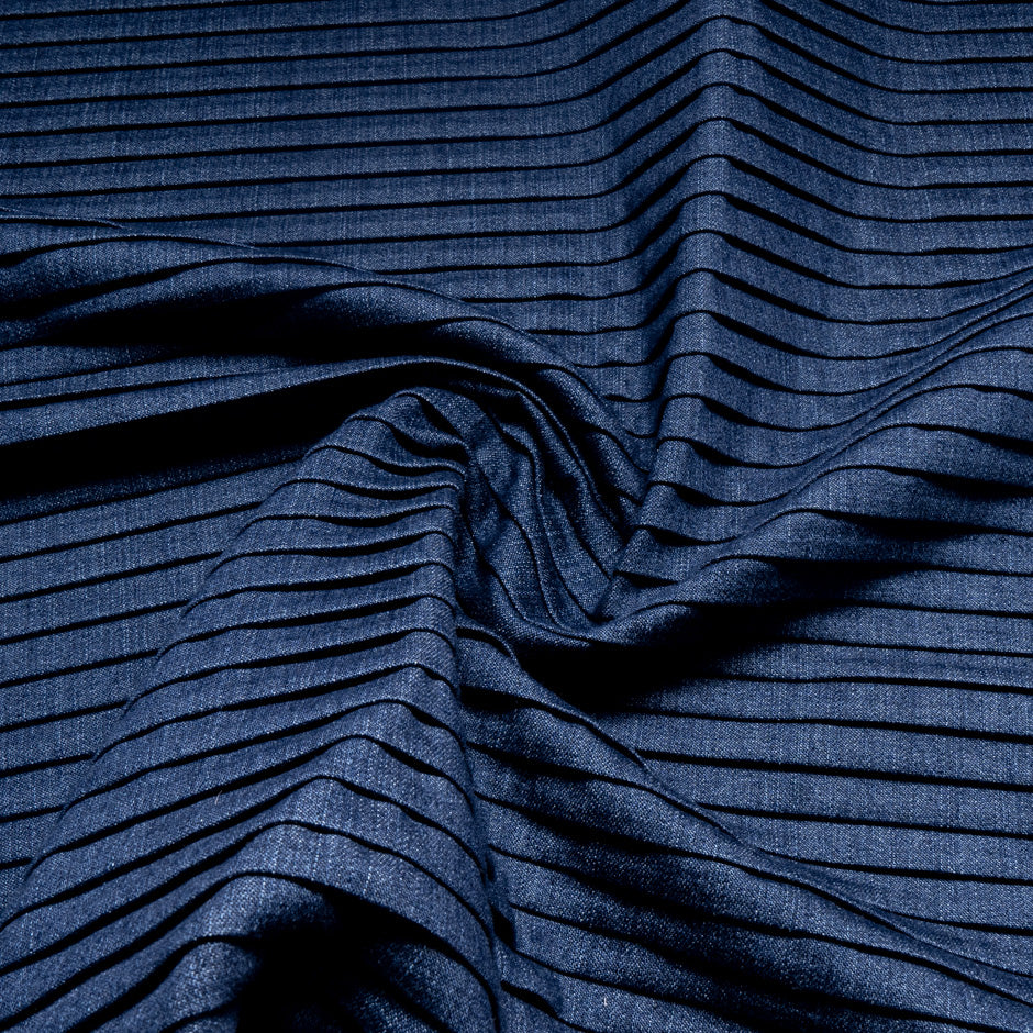 Dark Indigo Blue Pleated Denim
