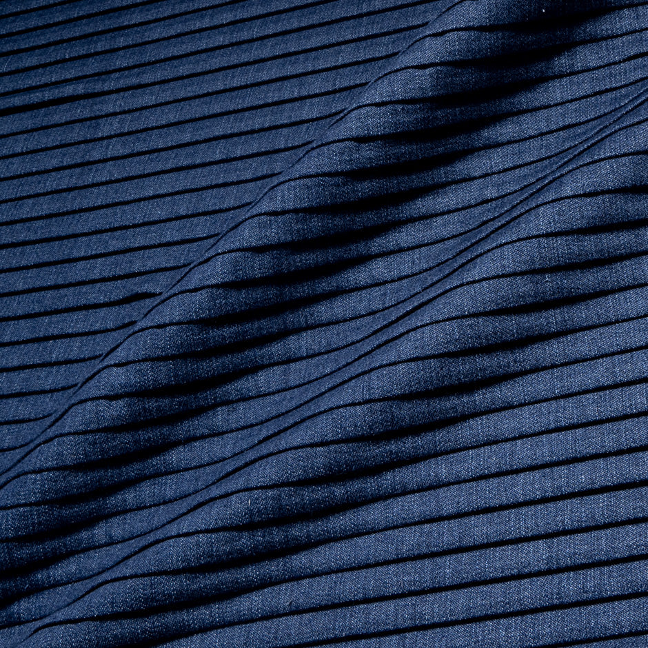 Dark Indigo Blue Pleated Denim