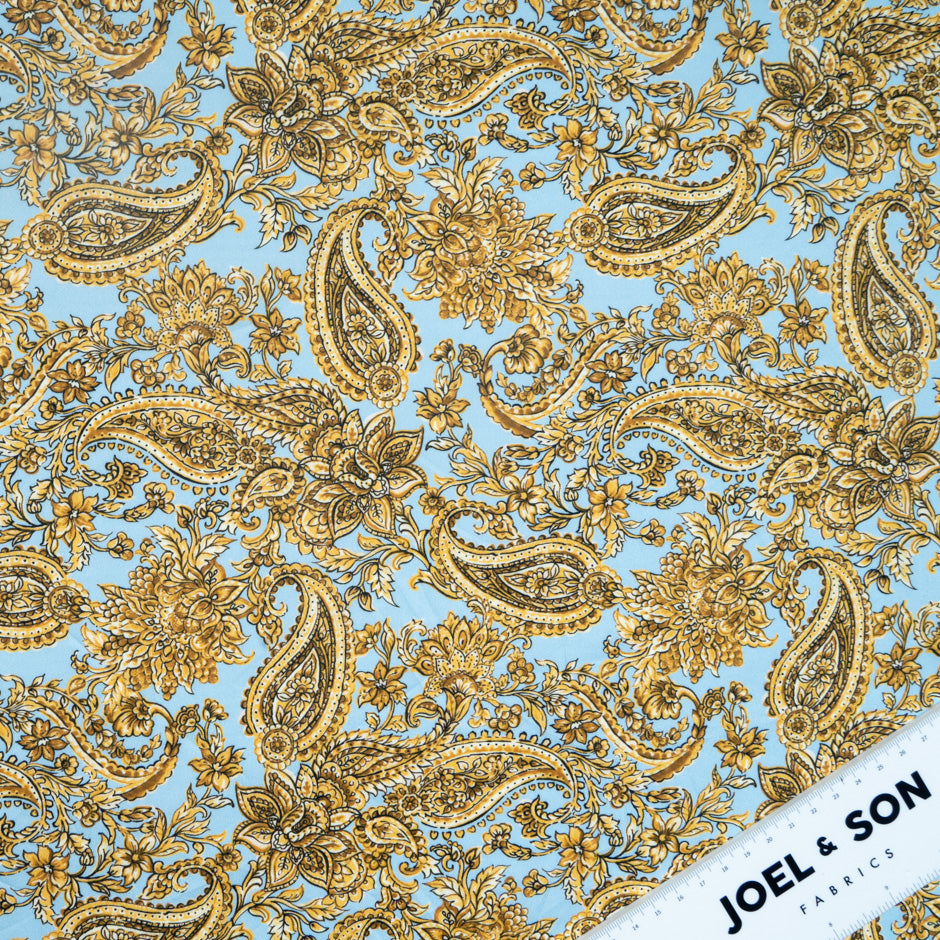 Golden Yellow Paisley Printed Pure Cotton