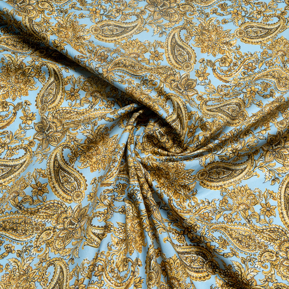 Golden Yellow Paisley Printed Pure Cotton