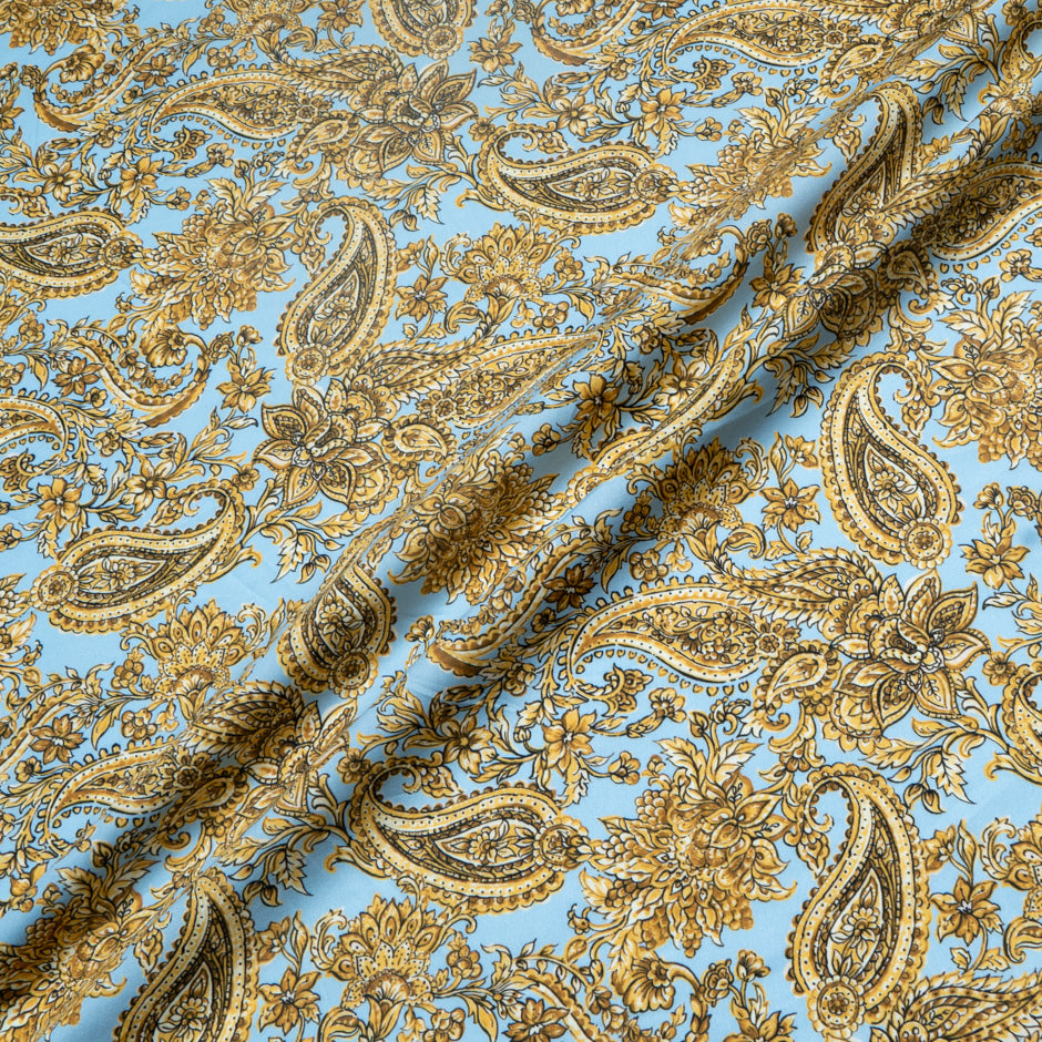 Golden Yellow Paisley Printed Pure Cotton
