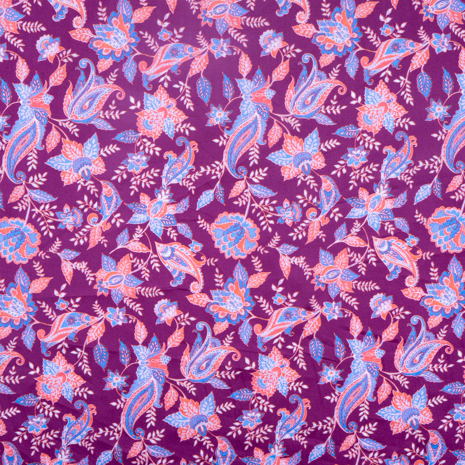 Blue & Orange Paisley Printed Pure Cotton