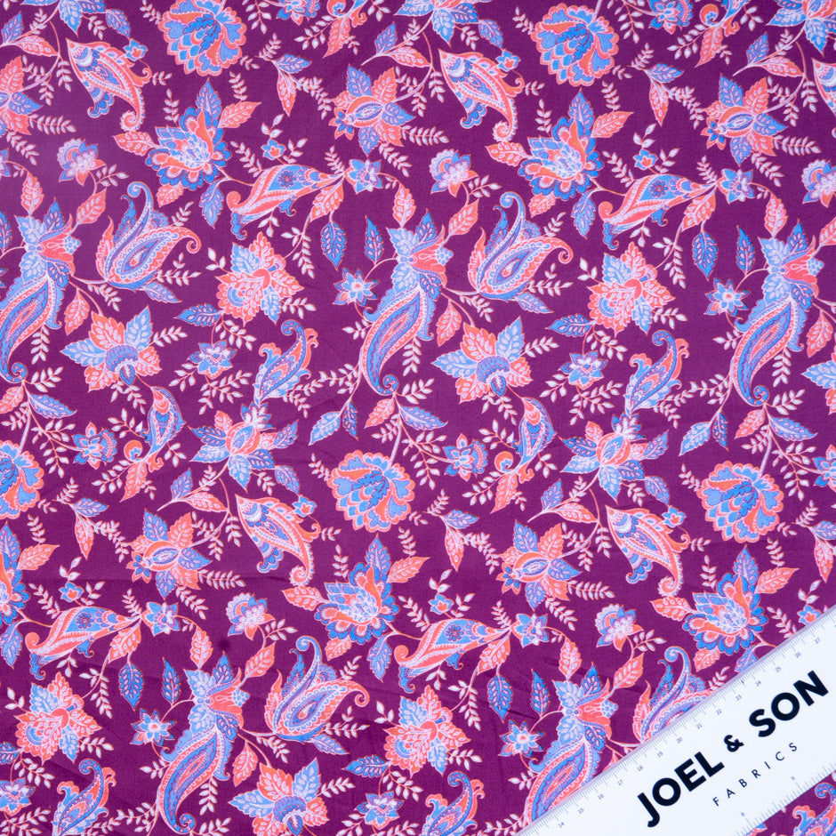 Blue & Orange Paisley Printed Pure Cotton