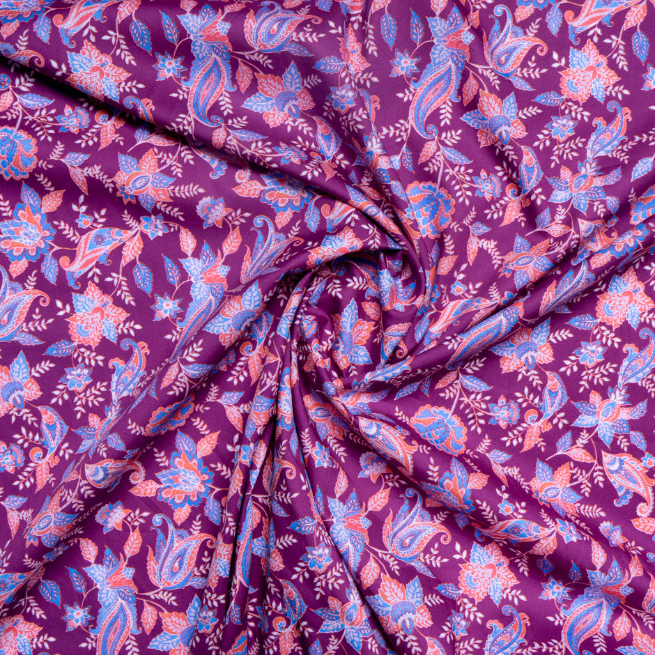Blue & Orange Paisley Printed Pure Cotton