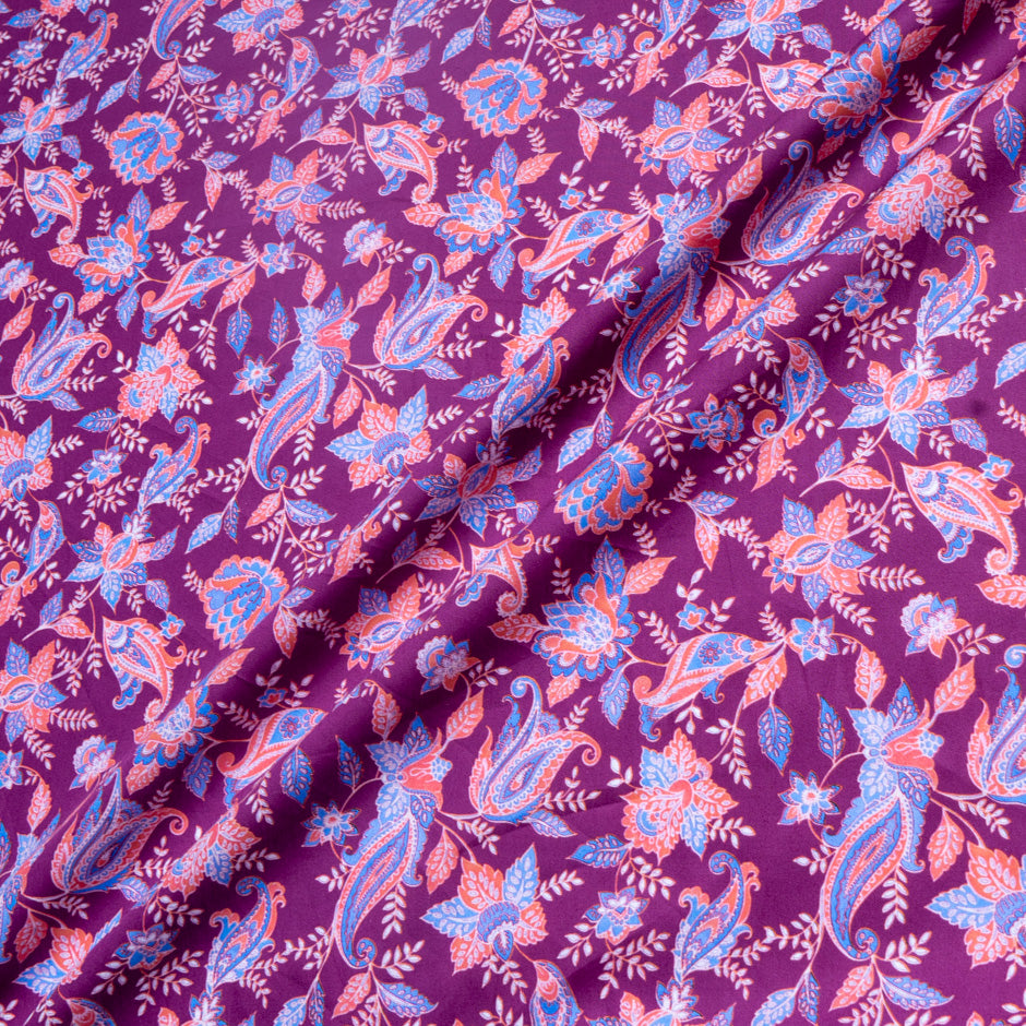 Blue & Orange Paisley Printed Pure Cotton