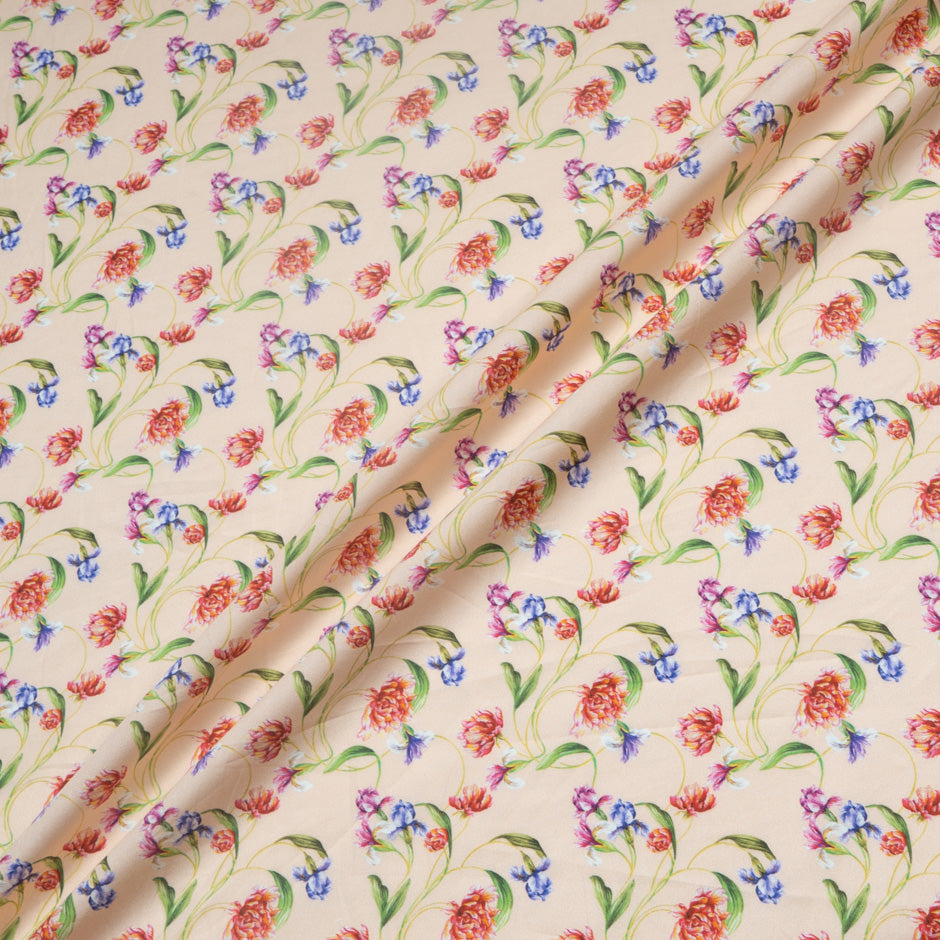 Floral Printed Soft Peach Pure Cotton