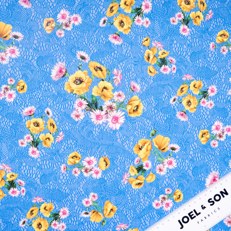 Floral & Blue Lace Printed Pure Cotton