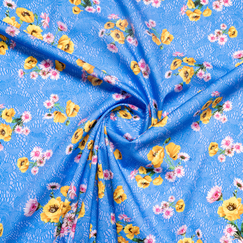 Floral & Blue Lace Printed Pure Cotton