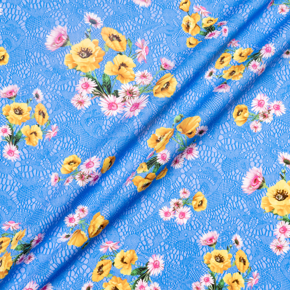Floral & Blue Lace Printed Pure Cotton