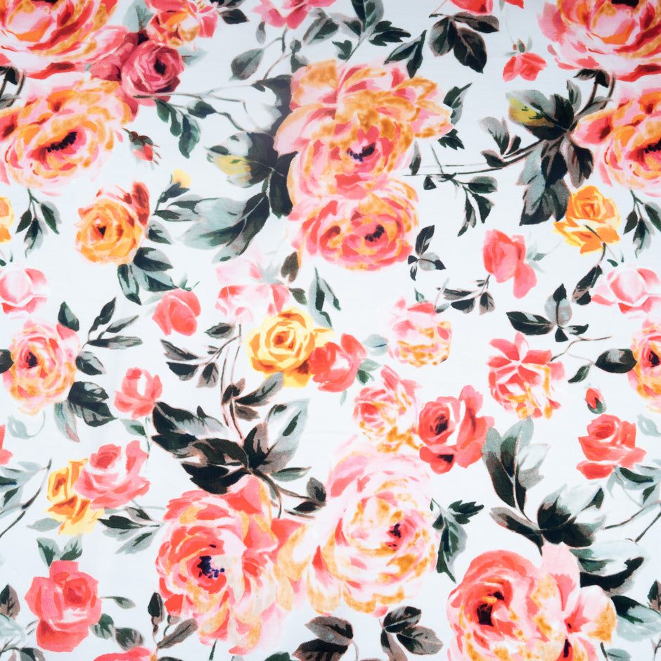 Rose Printed Off-White Pure Cotton