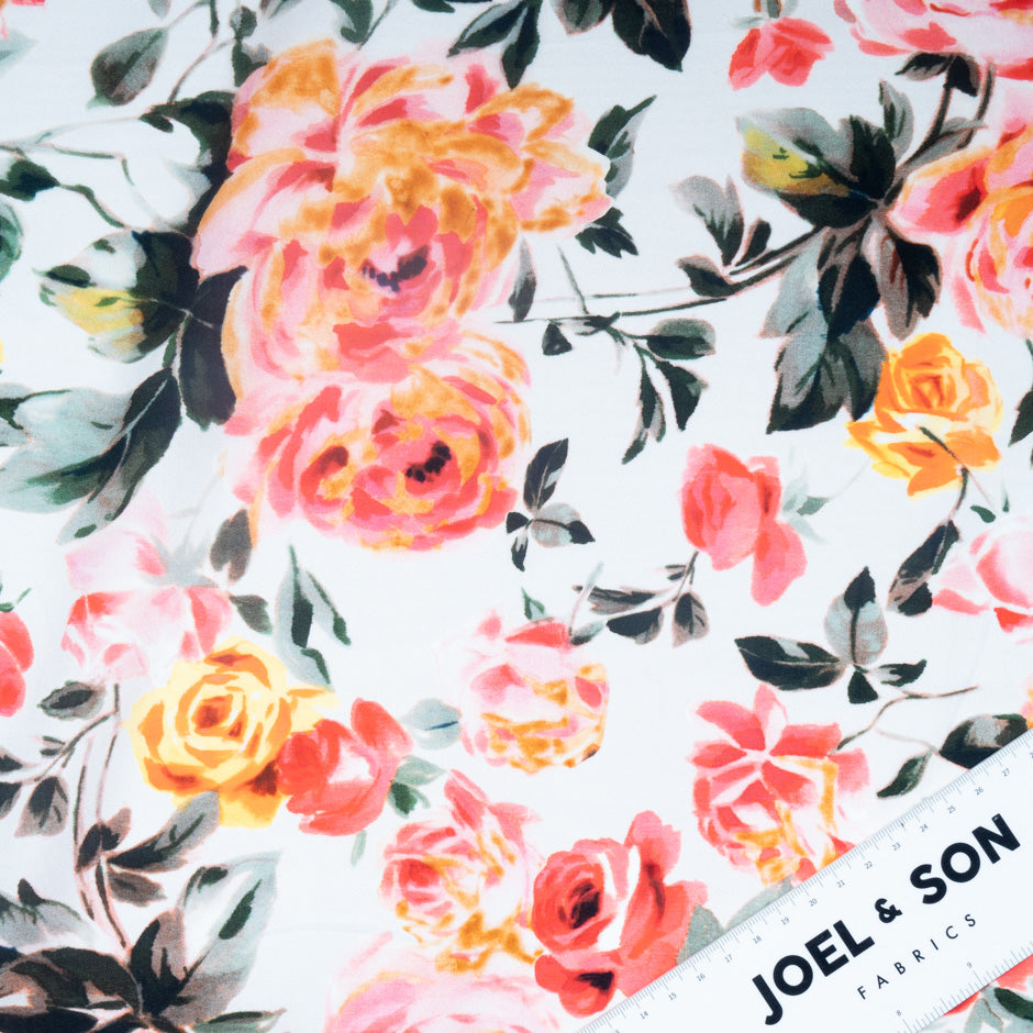 Rose Printed Off-White Pure Cotton