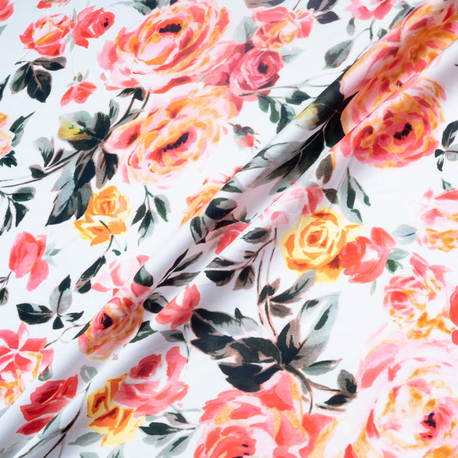 Rose Printed Off-White Pure Cotton