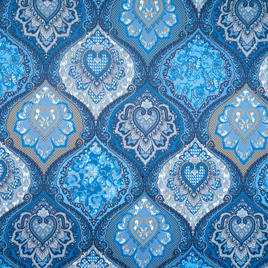 Blue Geometric Printed Luxury Cotton