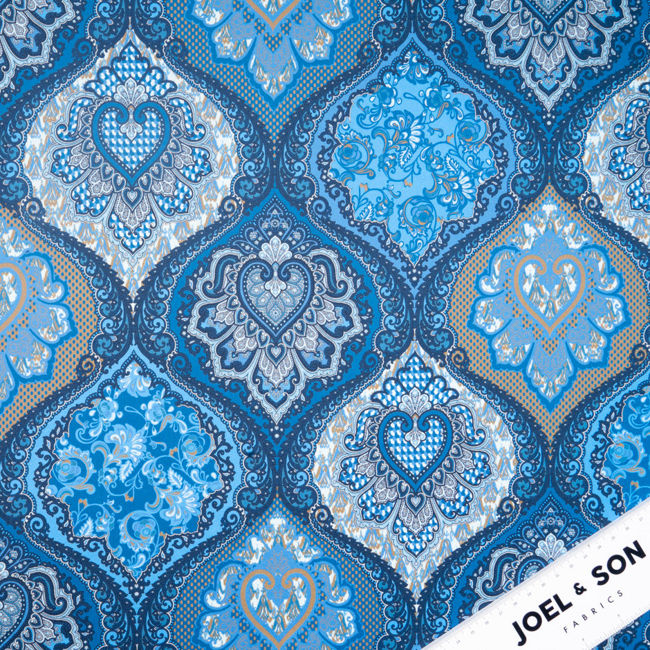 Blue Geometric Printed Luxury Cotton