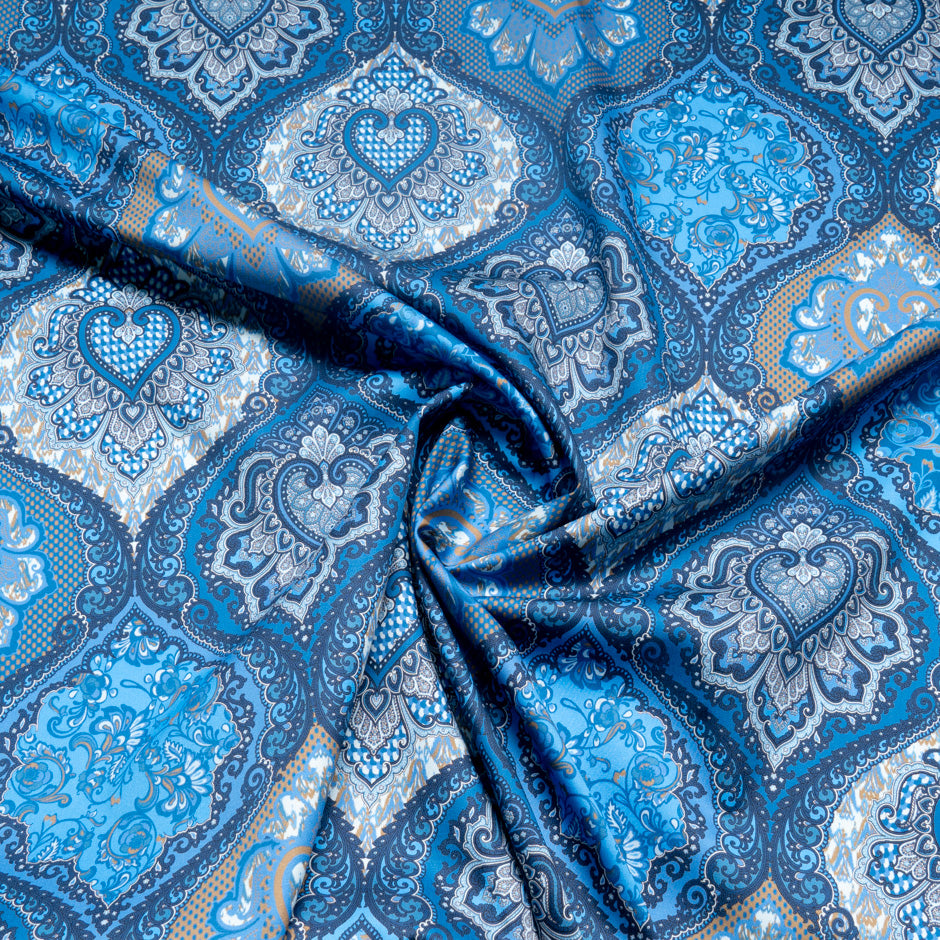 Blue Geometric Printed Luxury Cotton