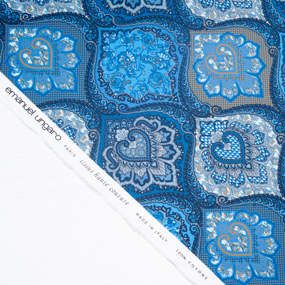 Blue Geometric Printed Luxury Cotton