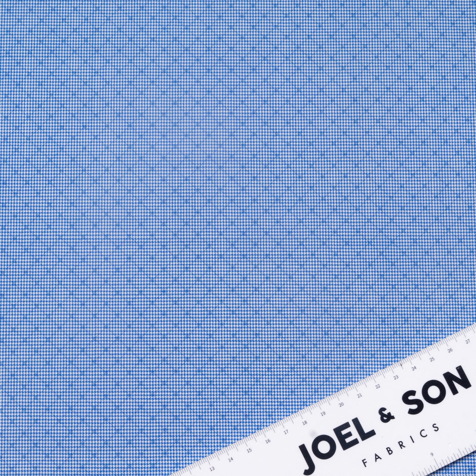 Blue Dogtooth Patterned Pure Wool Shirting