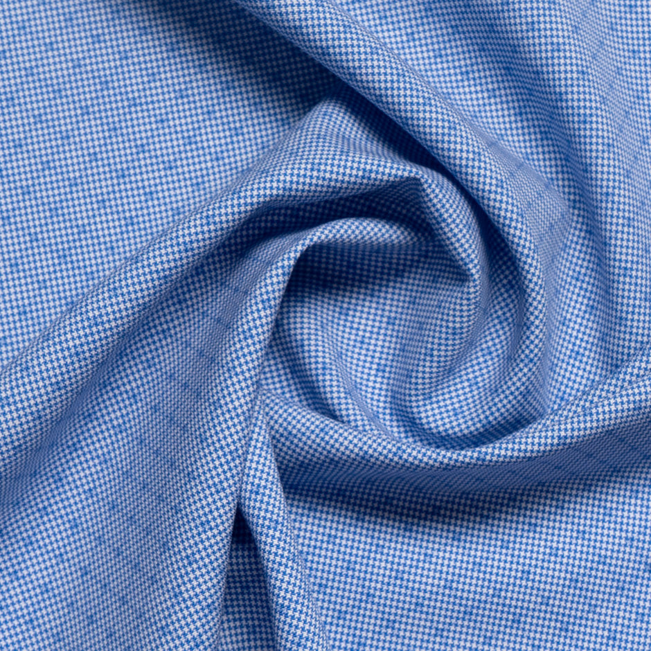 Blue Dogtooth Patterned Pure Wool Shirting