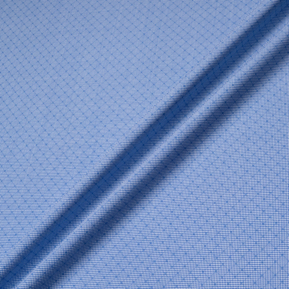 Blue Dogtooth Patterned Pure Wool Shirting