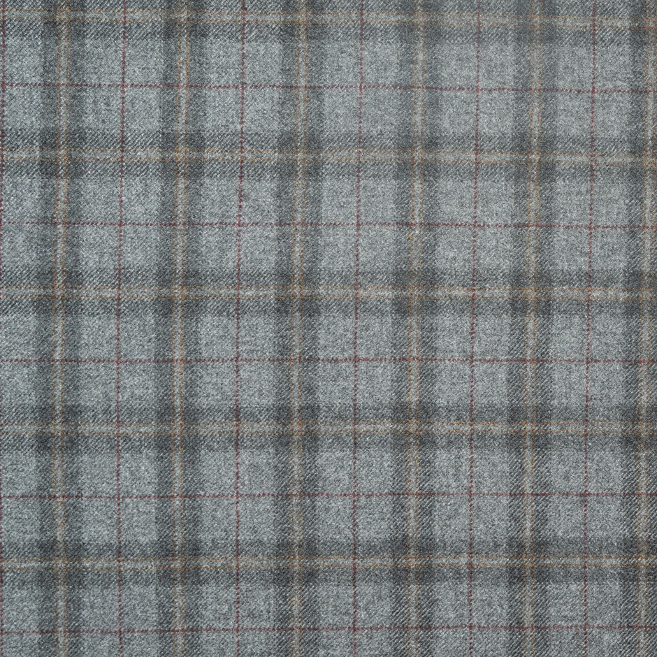 Grey & Brown Checkered Cashmere, Mohair & Silk Suiting