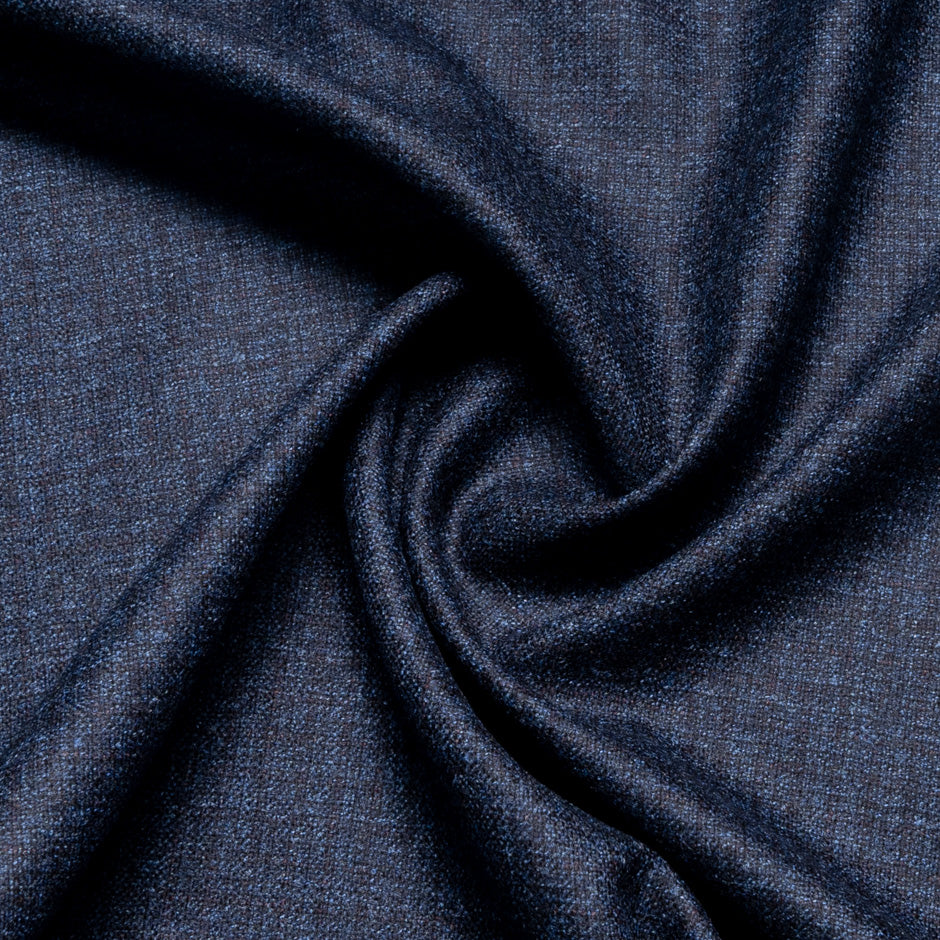 Blue Checkered Wool & Silk Suiting