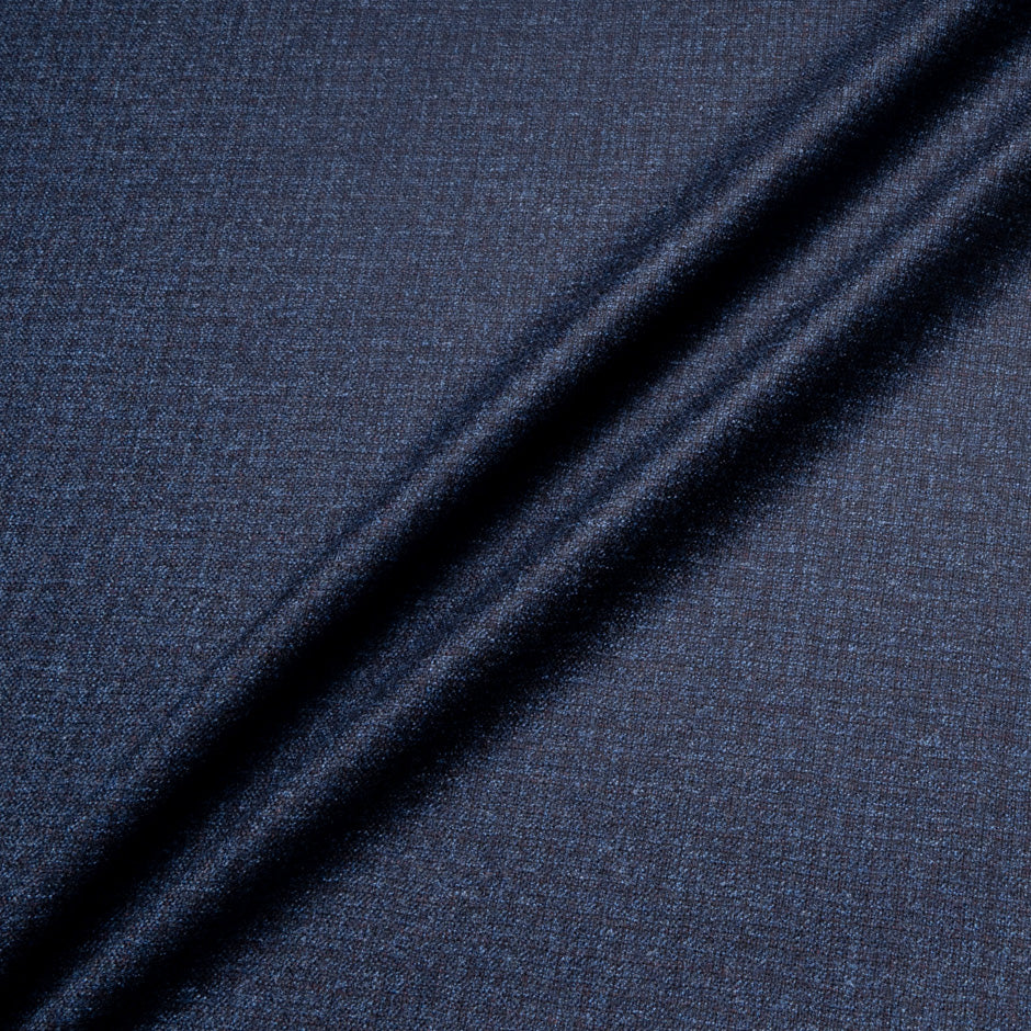 Blue Checkered Wool & Silk Suiting