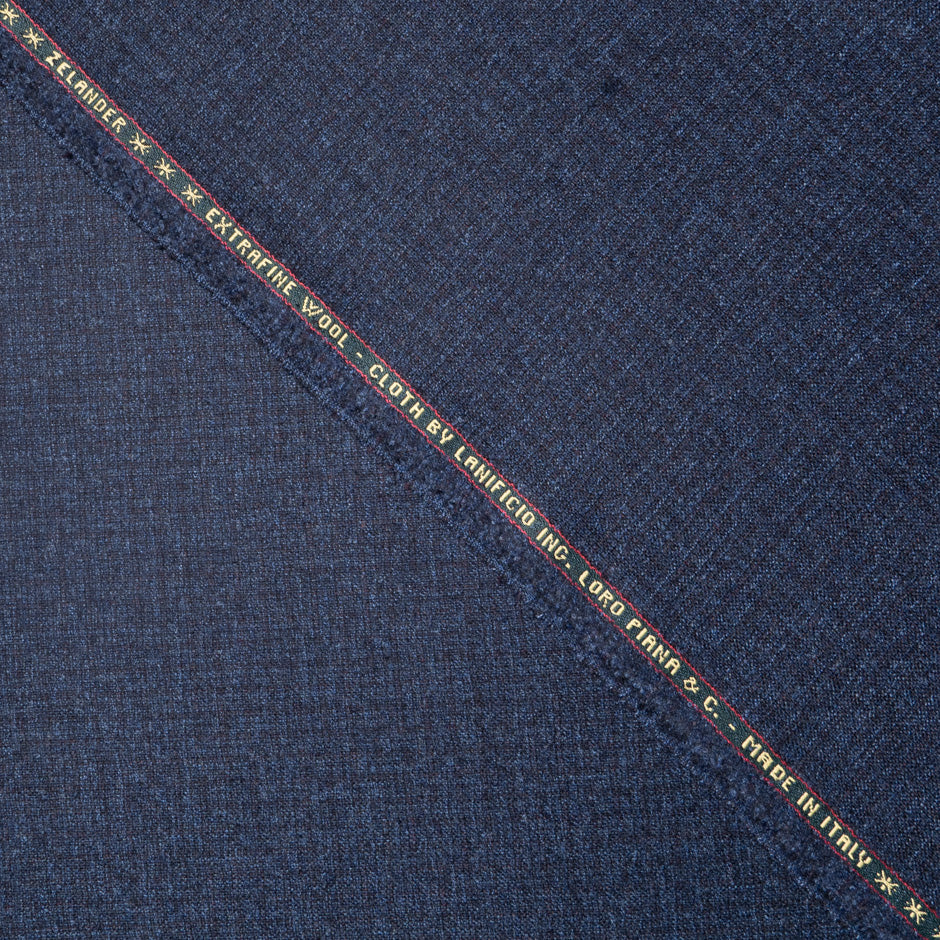 Blue Checkered Wool & Silk Suiting