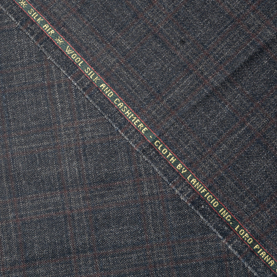 Brown & Midnight Blue Checkered Wool & Silk Suiting