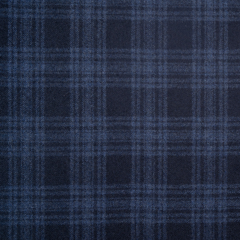 Blue Two-Tone Checkered Wool & Cashmere Suiting