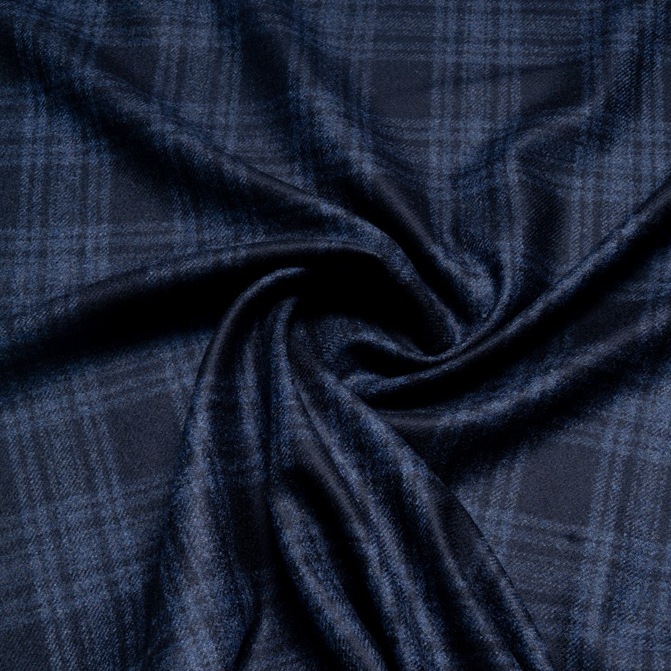 Blue Two-Tone Checkered Wool & Cashmere Suiting