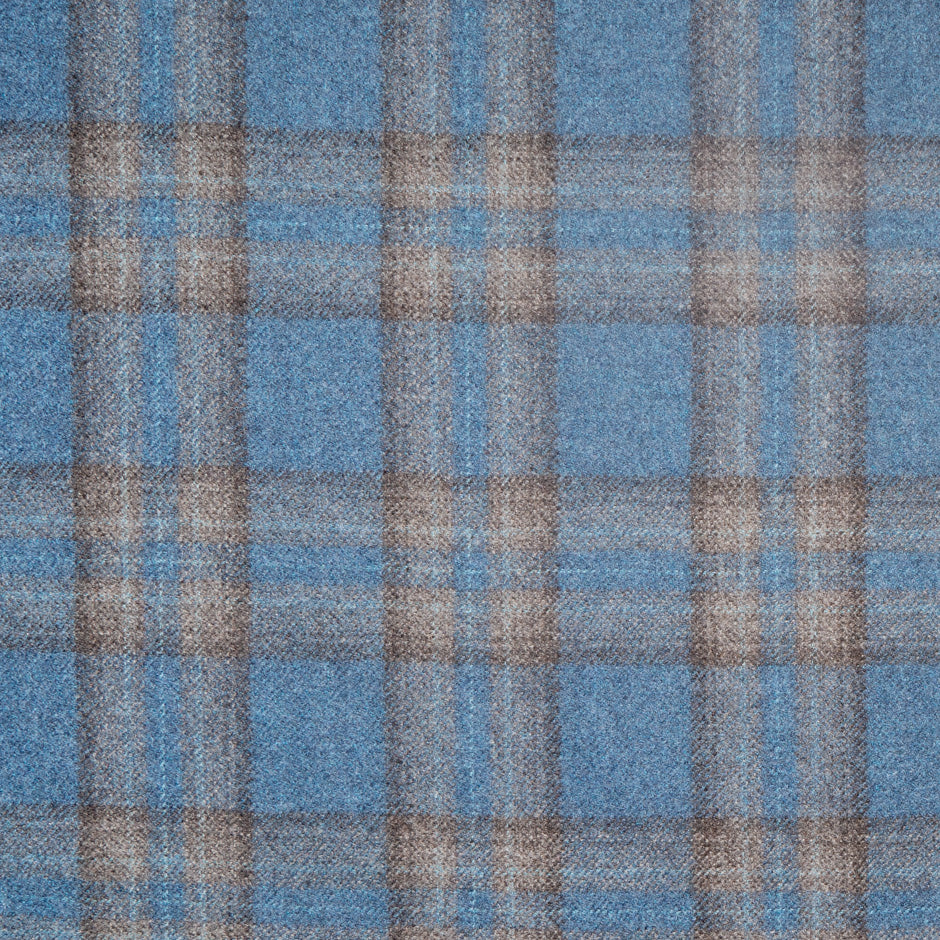 Blue & Brown Checkered Wool & Cashmere Suiting