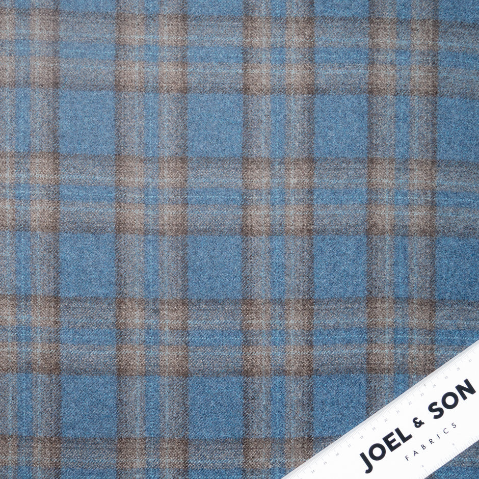Blue & Brown Checkered Wool & Cashmere Suiting