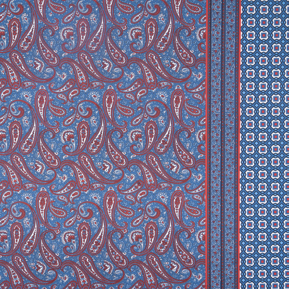 Red & Blue Paisley Printed Pure Cotton