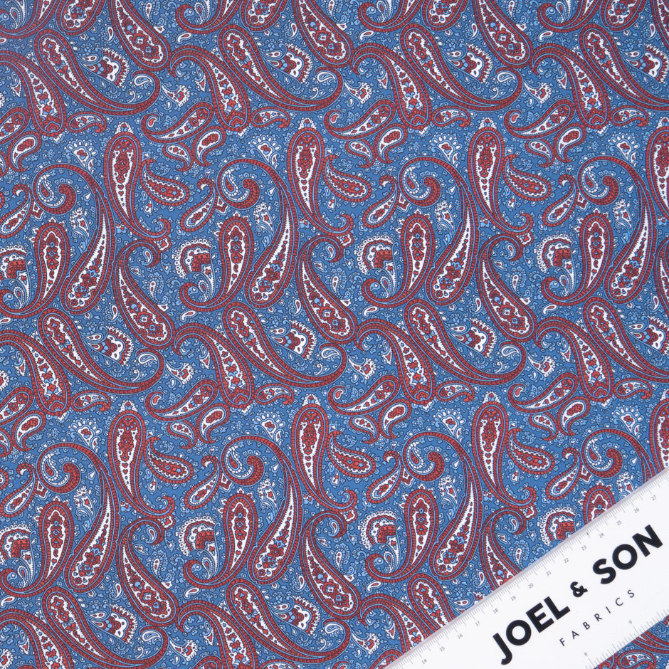 Red & Blue Paisley Printed Pure Cotton