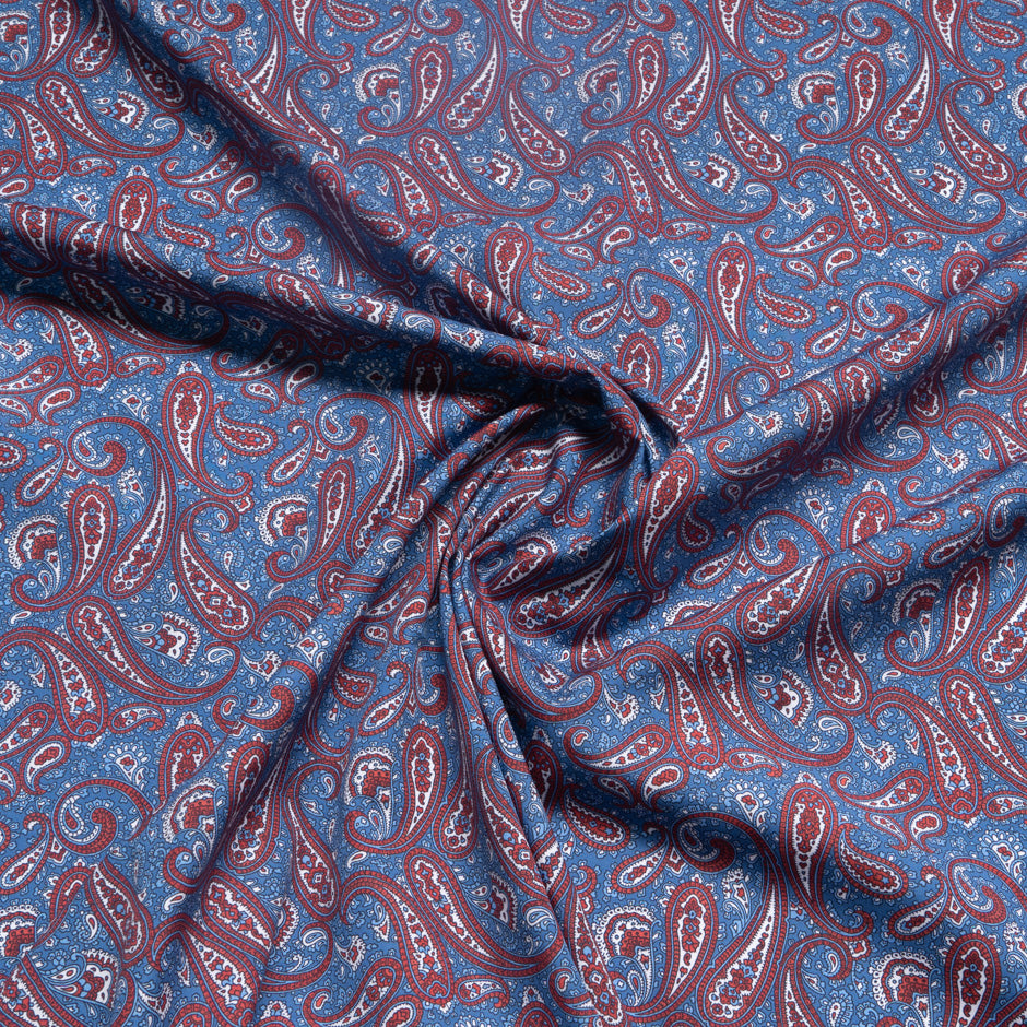 Red & Blue Paisley Printed Pure Cotton