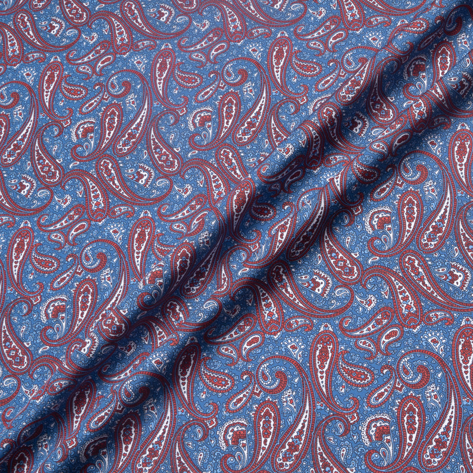 Red & Blue Paisley Printed Pure Cotton
