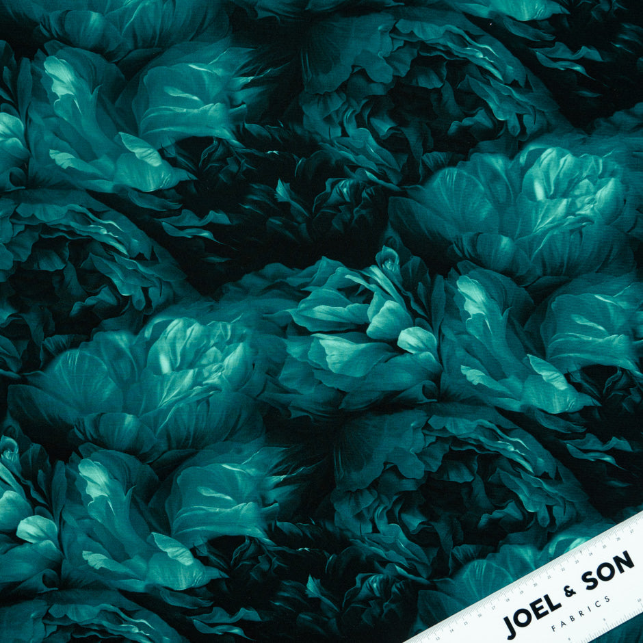 Green Floral Printed Pure Silk Marocain Crêpe