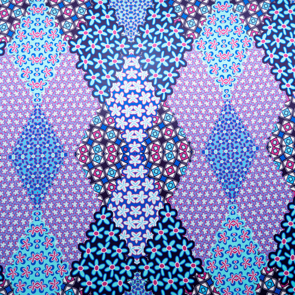 Geometric Floral Printed Pure Silk Satin