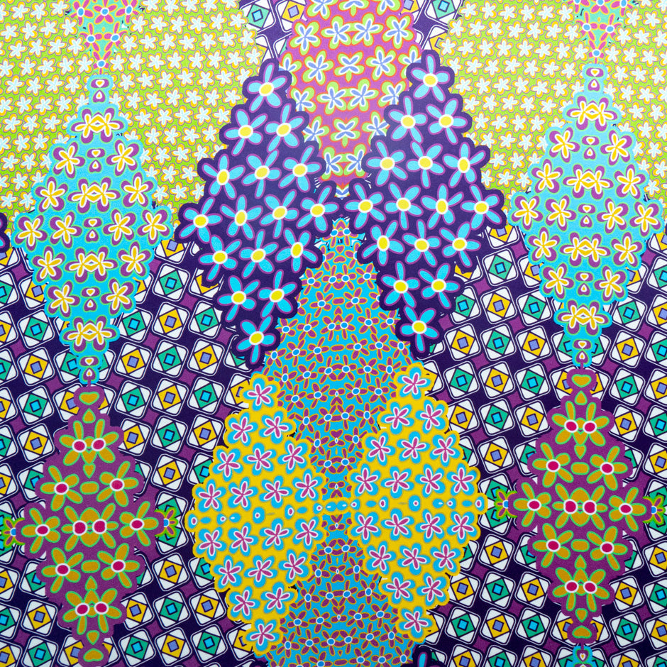 Multi Geo & Floral Printed Pure Silk Satin