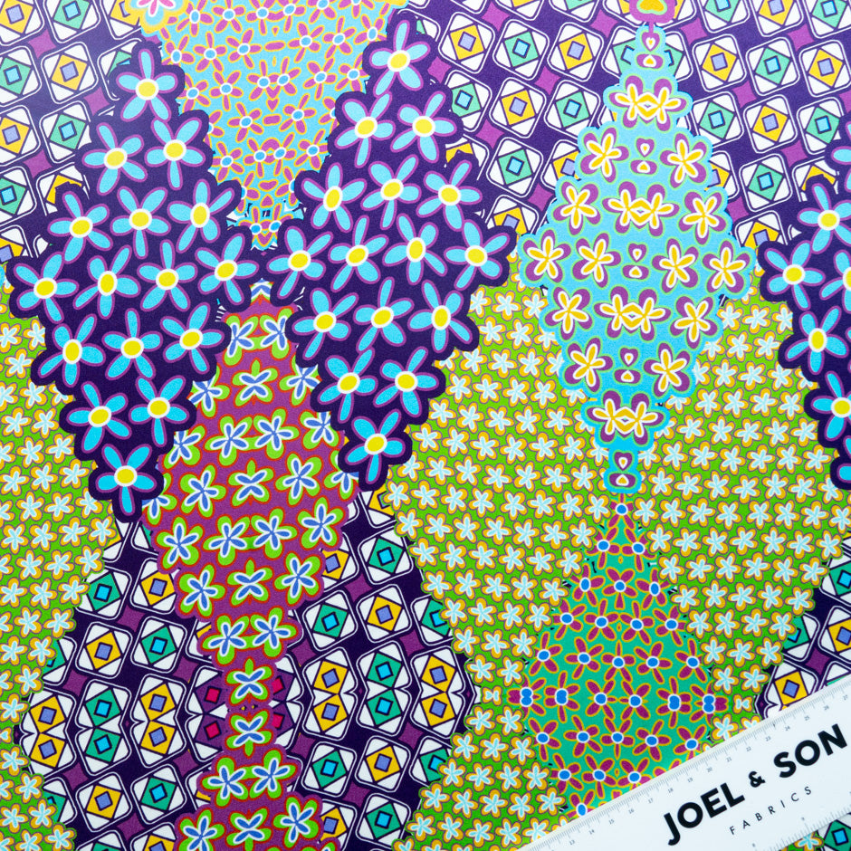 Multi Geo & Floral Printed Pure Silk Satin