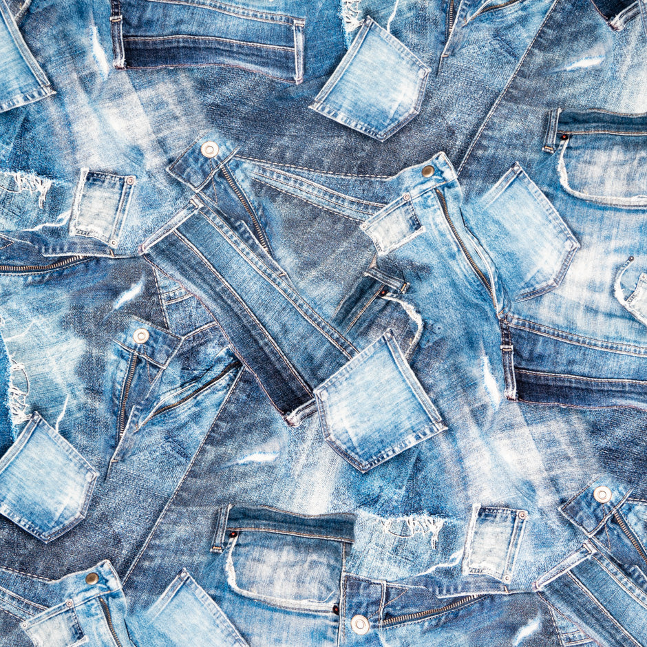 Blue Jeans Printed Pure Silk