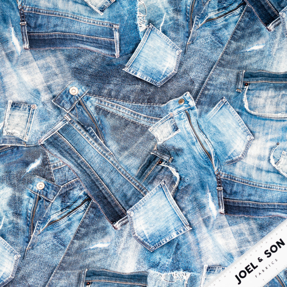 Blue Jeans Printed Pure Silk