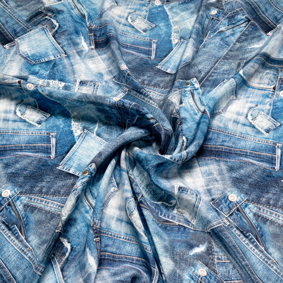 Blue Jeans Printed Pure Silk