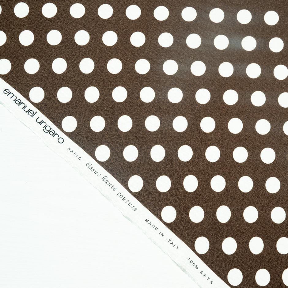 White Spotted Brown Silk Cloqué (A 2.70m Piece)