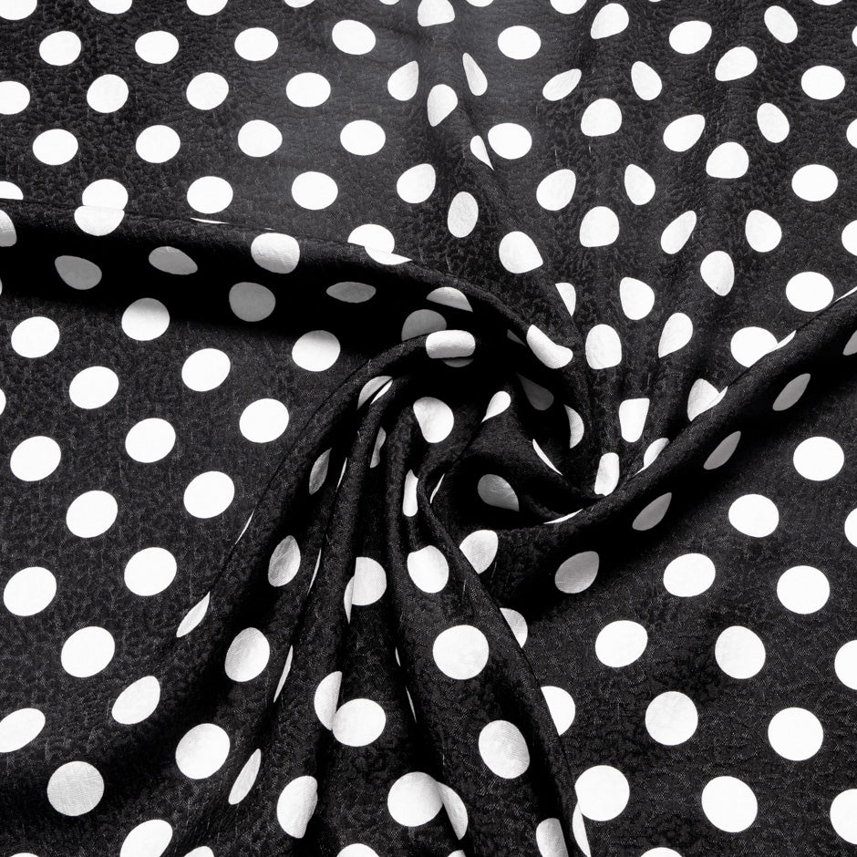 White Spotted Black Silk Cloqué