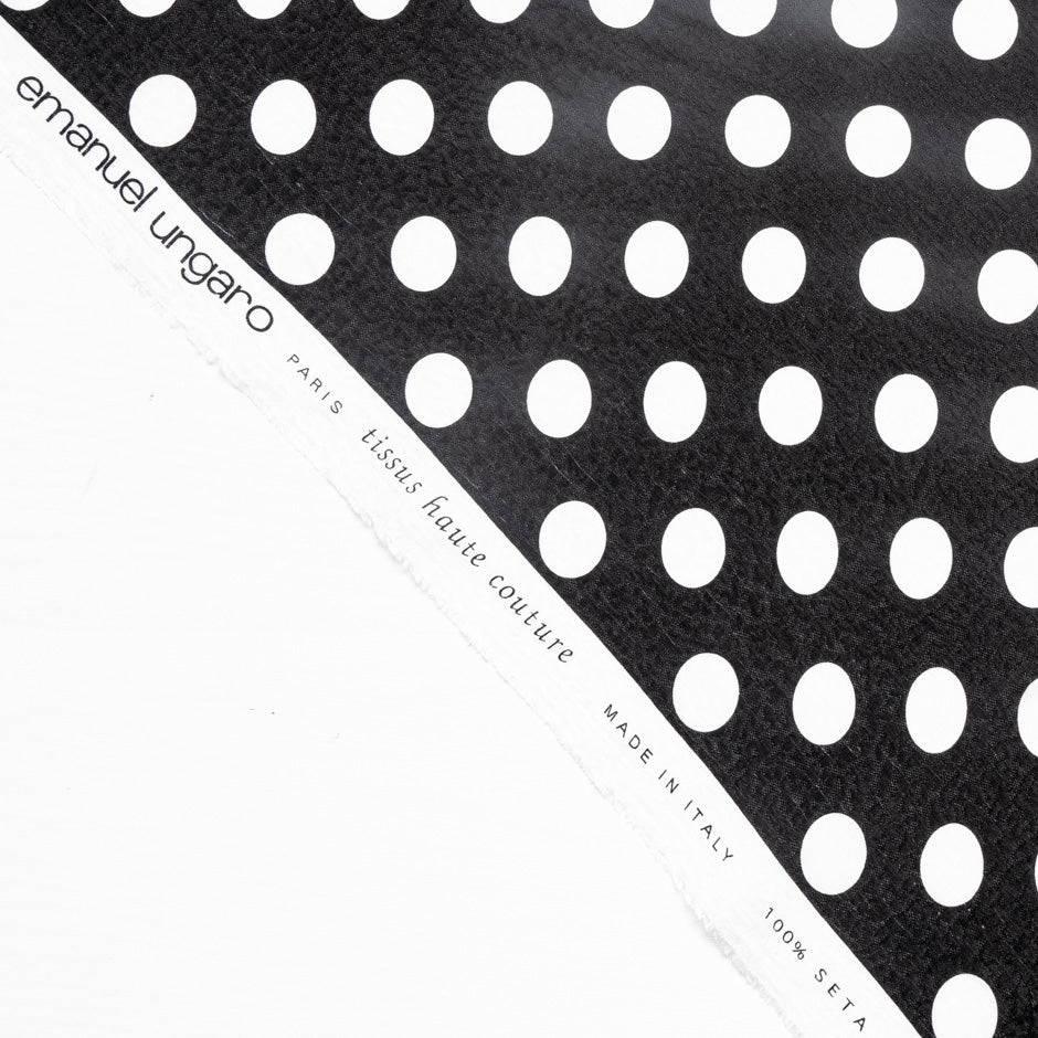 White Spotted Black Silk Cloqué