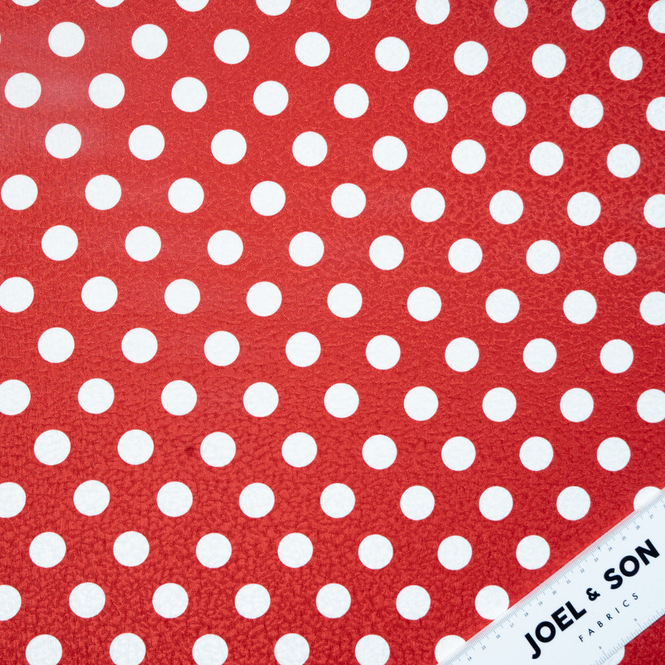 White Spotted Red Silk Cloqué