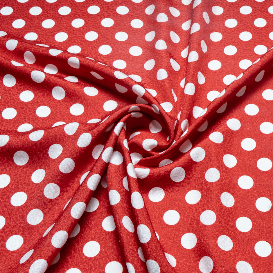 White Spotted Red Silk Cloqué