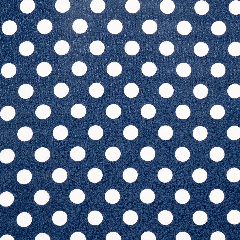 White Spotted Navy Blue Silk Cloqué